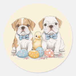 Osterenglische Bulldogs Runder Aufkleber