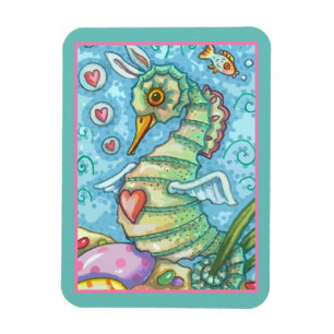 OSTERFANTASIE, FRÜHJAHRE SEEPFERD FERIENURLAUB MAG MAGNET