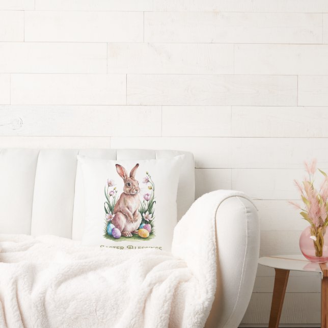Osterfarben Bunny & Blume Kissen (Liege)