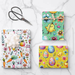 Osterfarben Geschenkpapier Set