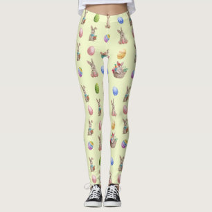Osterfarben und Eiermuster auf Gelb Leggings