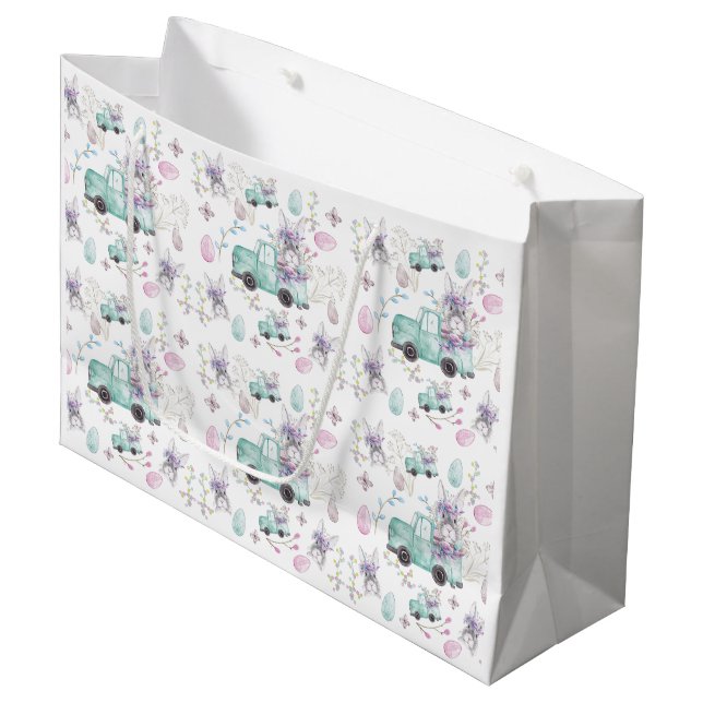 Osterfarbenbeleuchteter LKW Große Geschenktüte (Vorderseite Schrägansicht)