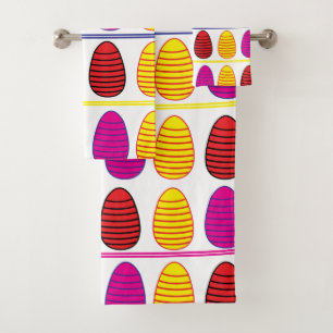 Osterfarbene glückliche Ostereier Ostern Badhandtuch Set