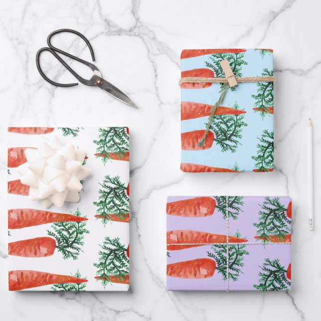 Osterfarbene Karotten farbenfrohe Frühlingssonne Geschenkpapier Set (Vorderseite)