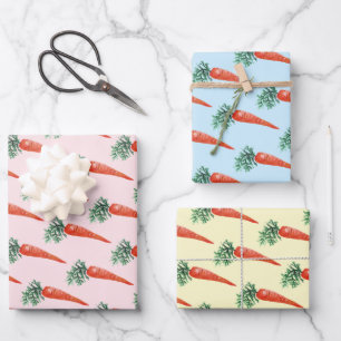 Osterfarbene Karotten farbenfrohe Frühlingssonne Geschenkpapier Set