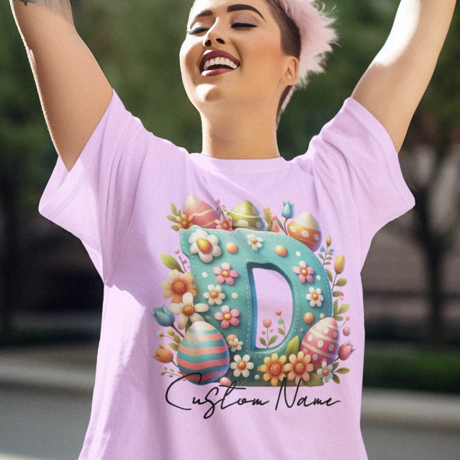 Osterfarbene Personalisierte florale Monogramm mit T-Shirt (Von Creator hochgeladen)