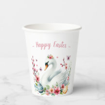 Osterfarbene Schwaneneier und Blume