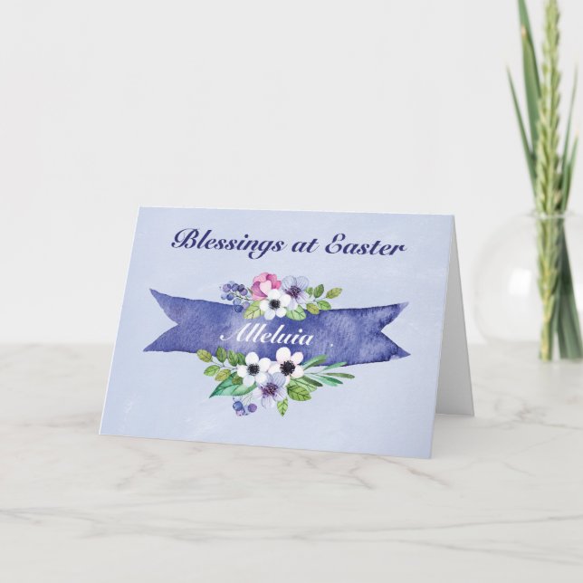 Osterfarbener Blumenbanner, Religiös Feiertagskarte (Vorderseite)