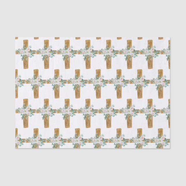 Osterfarbenes Blumenkreuz Seidenpapier (Vorderseite)