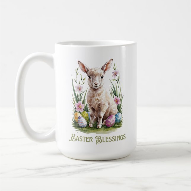 Osterfarbenklumpen und Blume Kaffeetasse (Links)