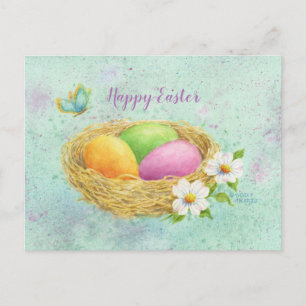 Osterfarbige Ostereier-Nest-Postkarte Postkarte
