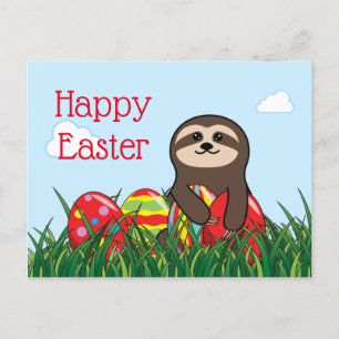 Osterfaultier & Eier Frohe Ostern Feiertagspostkarte