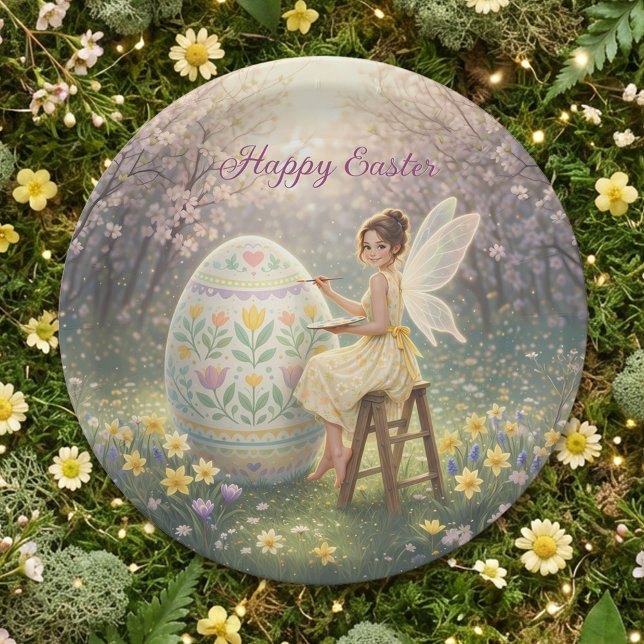 Osterfee malt Osterei Frühling Pappteller (Von Creator hochgeladen)