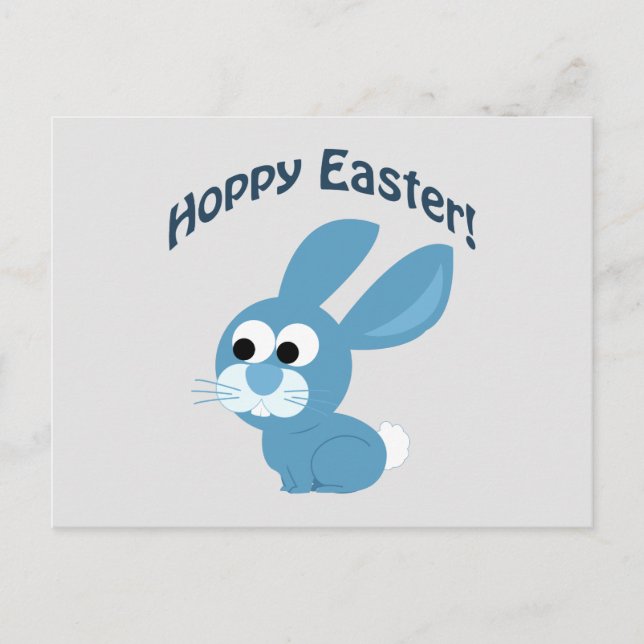 Osterfeier! Blue Rabbit Feiertagspostkarte (Vorderseite)