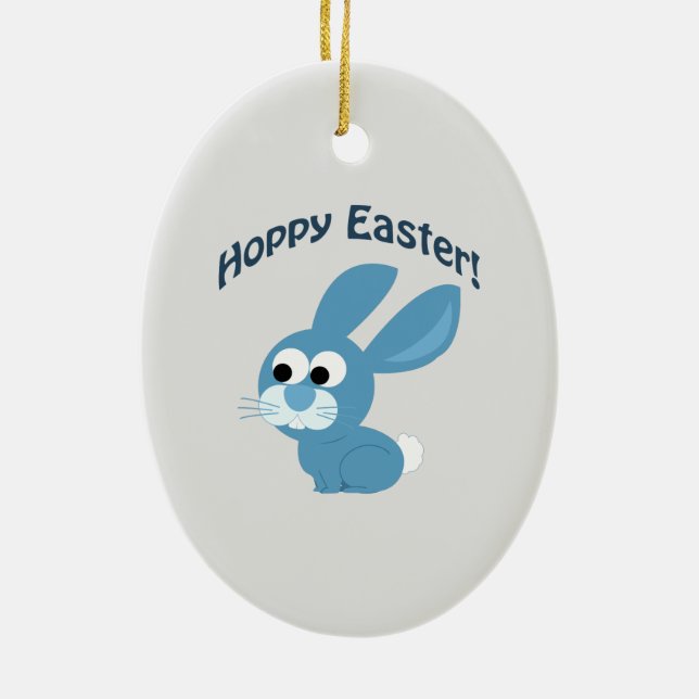 Osterfeier! Blue Rabbit Keramikornament (Hinten)