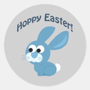 Osterfeier! Blue Rabbit Runder Aufkleber