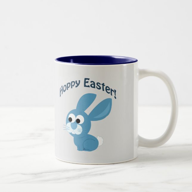 Osterfeier! Blue Rabbit Zweifarbige Tasse (Rechts)