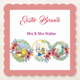 Osterfeier Bunny Chick Geflorales Gewirr Untersetzer