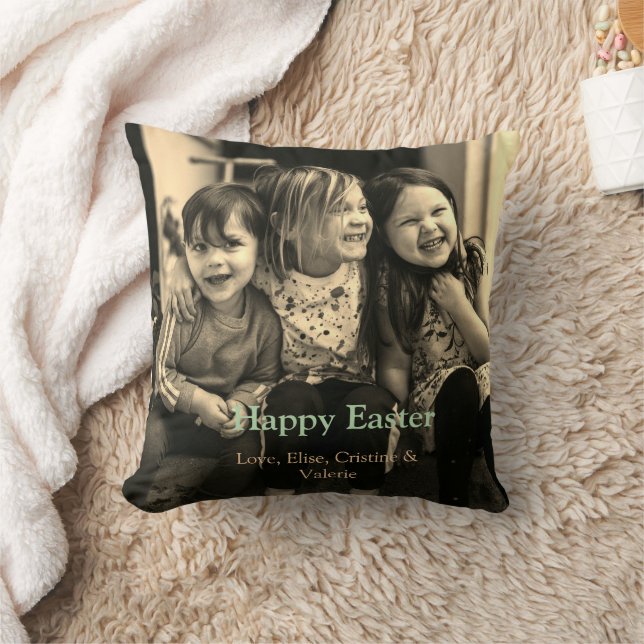 Osterfeier hinzufügen QR Foto glücklich Oster Kissen (Decke)