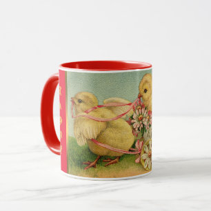 Osterfeier mit 2 Hühnern im Vintage-Stil Tasse