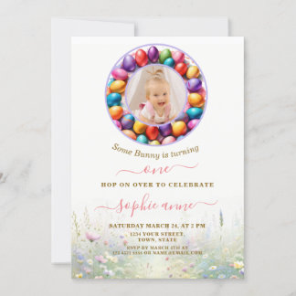 Osterfeiertag Foto Bunny Girl 1. Geburtstag Einladung