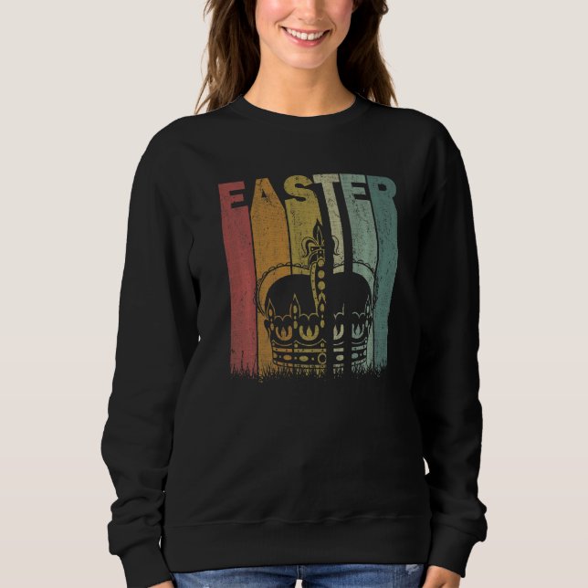 Osterfeiertag Kronen Retro Graphic Funny Ostercost Sweatshirt (Vorderseite)