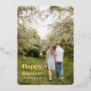 Osterfest mit handgeschriebenem Gold-Script-Foto Folien Feiertagskarte