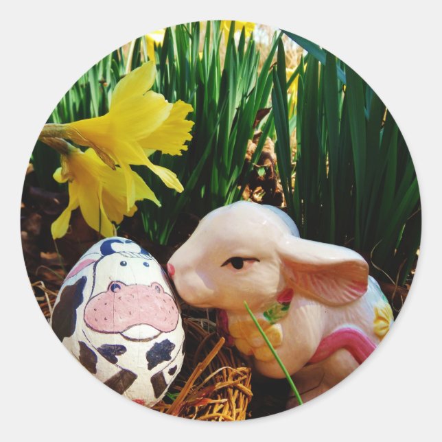 Osterfest und Kuhei Runder Aufkleber (Vorderseite)