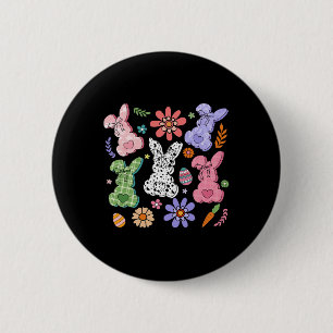 Osterfloral Bunny Boho Retro Blume Rabbit Girl Button