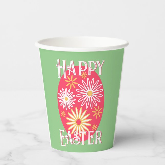 Osterfloral Moderne glückliche Ostern Pappbecher (Vorderseite)