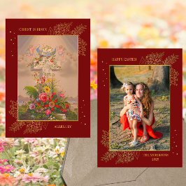 Osterflorkreuz Christus ist Foto der Risenen Famil Feiertagskarte