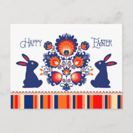 Osterfolklore mit 2 blauen Bündeln 🐰 benutzerdefi Postkarte