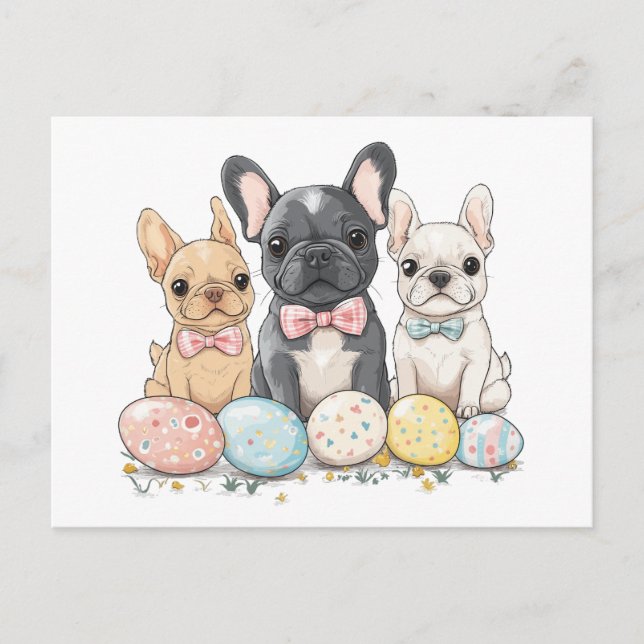 Osterfranzösische Bulldogs Postkarte (Vorderseite)