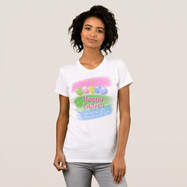 Osterfrauen Kleidung, Ostergeschenk, Happy Oaster T-Shirt (Vorne ganz)