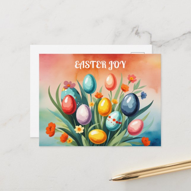 Osterfreude, Frühjahr Postkarte (Vorderseite/Rückseite Beispiel)