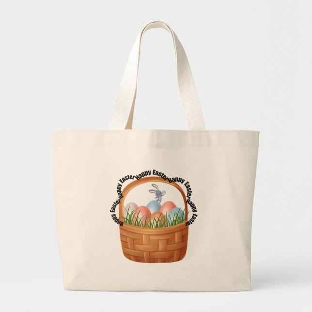 Osterfreude Tote Tasche - Bunny, Pastel Eggs & Spr (Vorne)