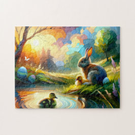 Osterfriedensbrücke Kinderente Naturteich Pastel Puzzle