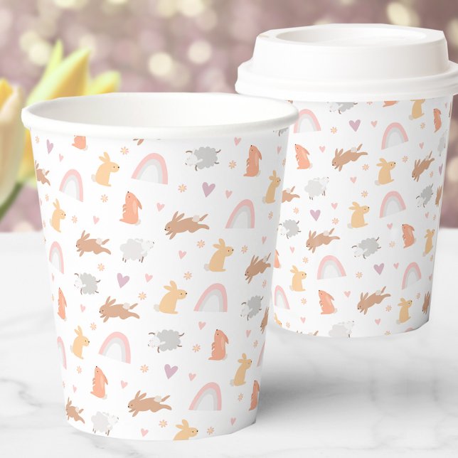 Osterfrühling Geburtstag Sonntag Muster Pappbecher (Easter Spring Birthday Bunny Pattern Paper Cups)