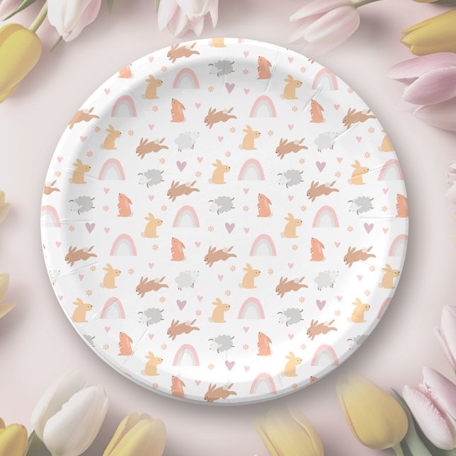 Osterfrühling Geburtstag Sonntag Muster Pappteller (Easter Spring Birthday Bunny Pattern Paper Plates)
