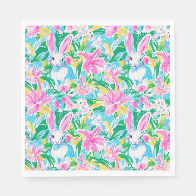 Osterfrühlingssaison Bunnies Blume Preppy Serviette (Vorderseite)