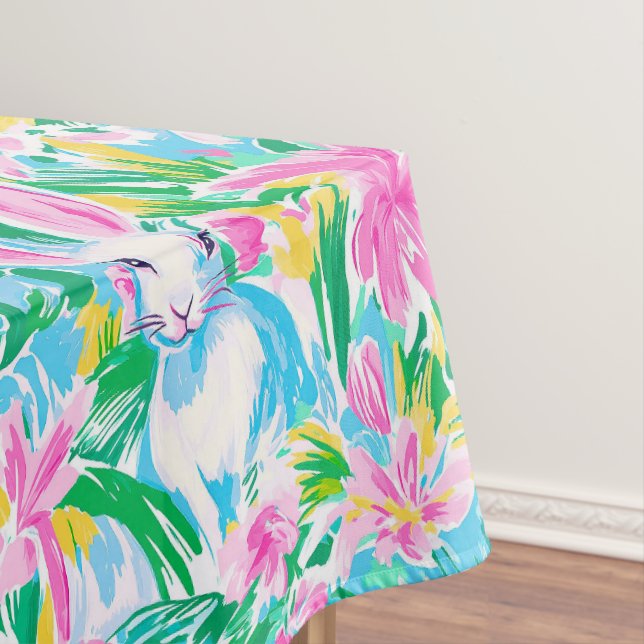 Osterfrühlingssaison Bunnies Blume Preppy Tischdecke (Beispiel)
