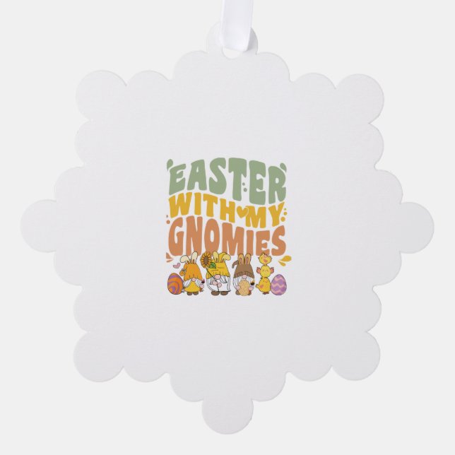 Ostergarten Gnome Egg Hunt Ornament Karte (Vorderseite)