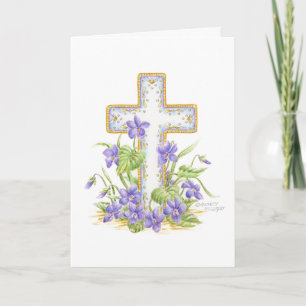 Ostergebet Violet Cross Grußkarte Karte