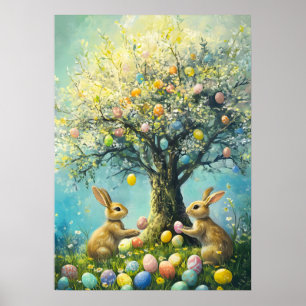 Ostergeblasene Ei Hunt Rabbit Poster