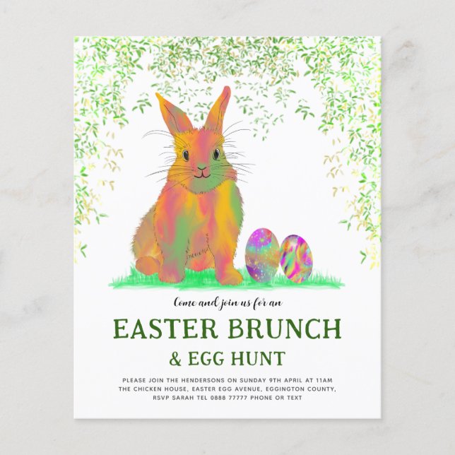 Ostergeblasene Ei-Jagd und Brunch Grün Flyer (Vorne)
