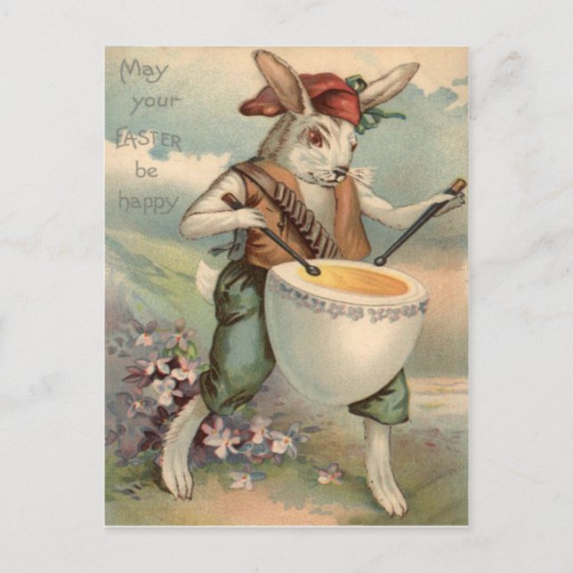 Ostergeblasene Eiertrommel Blume Feiertagspostkarte (Vorderseite)
