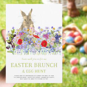 Ostergeblasene Eizelljagd und Brunch Blumengebäck Einladung