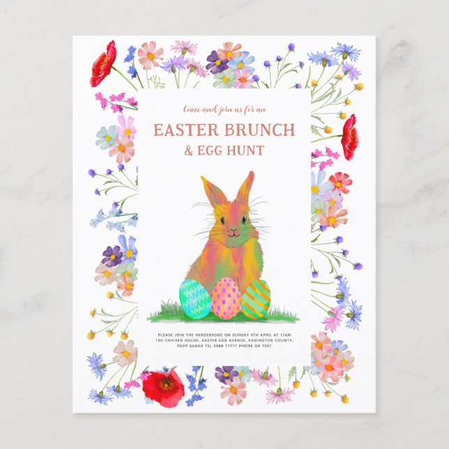 Ostergeblasene Eizelljagd und Brunch Budget Flyer (Vorne)