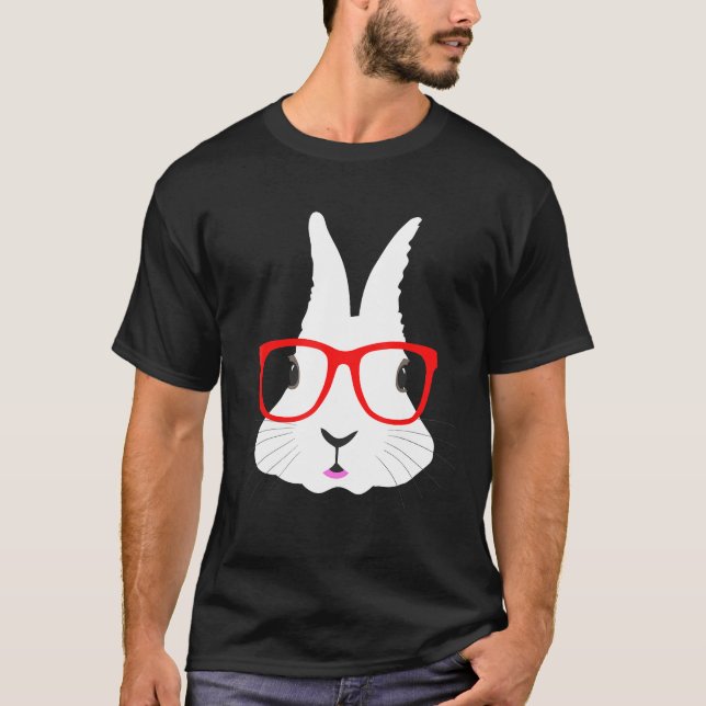 Ostergeblasenes Shirt Hüftpfropfen Nerd Kaninchene (Vorderseite)