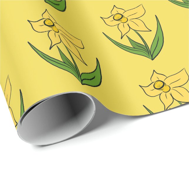 Ostergelbe Narzissen Geschenkpapier (Rolleneckpunkt)